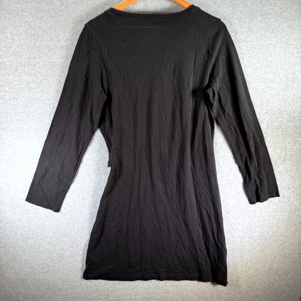 Aerie Sheath Dress Women's Large Black Round Neck Side Tie Long Sleeve‎ Pullover - Picture 7 of 9